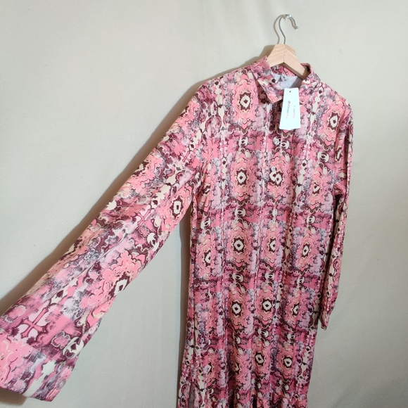 OC ORDER PLUS NWT Bohemian Geometric Kaftan Long Sleeve Collared Maxi Dress 3XL - Picture 7 of 15